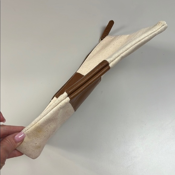 Mud Pie Miller Canvas and faux Leather Clutch/ makeup/ pouch - Picture 3 of 12